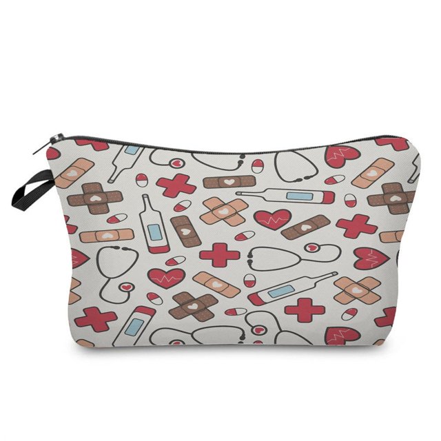 Bolsa de almacenamiento reutilizable ecológica para mujer, bolsa de maquillaje con estampado de registros médicos, estilo Simple de alta calidad, práctica que combina con todo LIUWENJING unisex