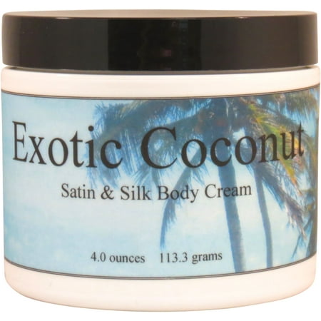 - Exotic Coconut Satin and Silk Cream, Body Cream, Body Lotion, 2 oz