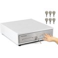thumbnail image 1 of Cajón de caja registradora manual de 13 pulgadas para de punto de venta (POS) – blao con panel táctil frontal de acero inoxidable – con 4 billet y 5 ranuras para monedas, cerradura, 1 of 5