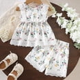 thumbnail image 2 of kpoplk Newborn Baby Girl Summer Clothes Infant Girl Outfits Sleeveless Ruffle Top Girls Bloomers Shorts Set 0 3 6 12 18 24 36 Month Size 3-4 Years,White, 2 of 7