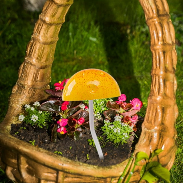 Estatua de hongo de jardín de hierro, estaca para jardín, regalo navideño, elegante, 20 cm de altura amarillo