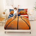 thumbnail image 3 of ManfeiUSA Flag Basketball Queen Sheets,Patriotic American Flag Queen Sheet Sets, Red White Orange, Navy Reversible 4-Piece (1 Flat Sheet, 1 Fitted Sheet and 2 Pillowcases), 3 of 6