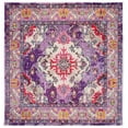 thumbnail image 4 of Safavieh Monaco Collection MNC243P Boho Chic Medallion Distressed Non-Shedding Stain Resistant Living Room Bedroom Area Rug, 6'7" x 6'7" Square, Violet / Fuchsia, 4 of 5