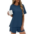 thumbnail image 3 of Women's Lounge Set 2026 New Cycling Shorts with Oversized Shirt 2-Piece Set Yoga Workout Casual Wear, 3 of 6