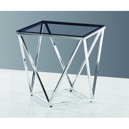 Best Master Furniture E42 Smoked Glass Top with Stainless Steel Plated Frame End (Best High End Iem)