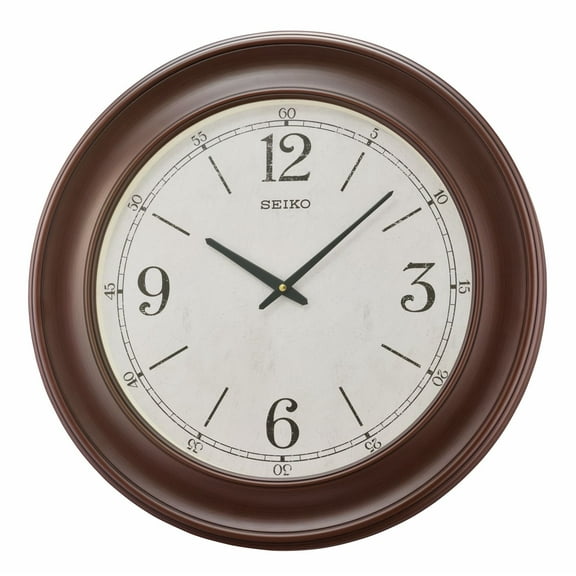 Seiko Noa Wall Clock, Brown, Round, Traditional, Quartz, Analog, QXA773BLH