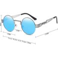 thumbnail image 3 of Gafas de sol Steampunk clásicas de estilo retro, redondas, de metal, para hombres y mujeres, con lentes negras y marco negro, 3 of 5
