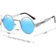 thumbnail image 3 of Gafas de sol Steampunk clásicas de estilo retro, redondas, de metal, para hombres y mujeres, con lentes negras y marco negro, 3 of 5