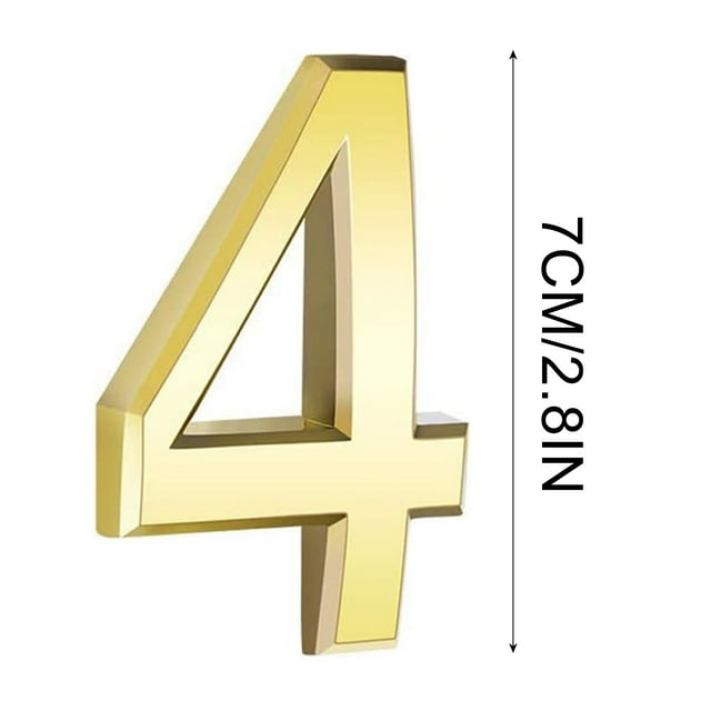 SDNall 3 Inch Gold Self-Adhesive House Numbers for Outside, Modern Mailbox Numbers for Outside, Metal Address Numbers for Street Door Home Indoor Signs, Easy Install 0-9