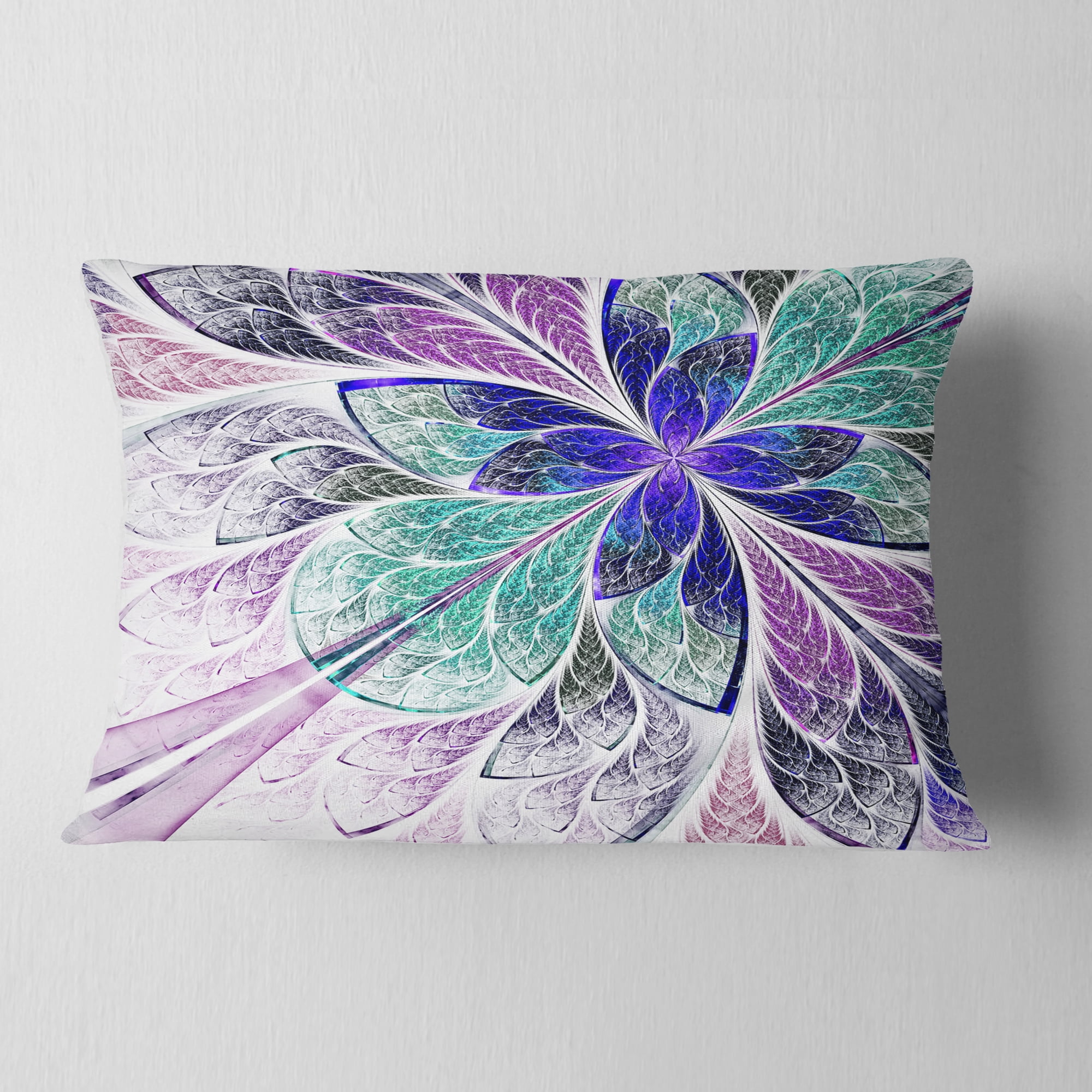 Designart 12" x 20" Contemporary, Modern Blue Polyester Throw Pillow