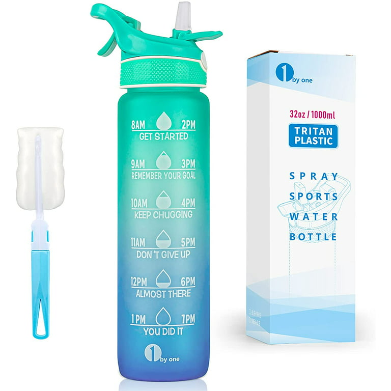 Fidus 32oz Leakproof Tritran BPA Free Water Bottle with Motivational Time Marker