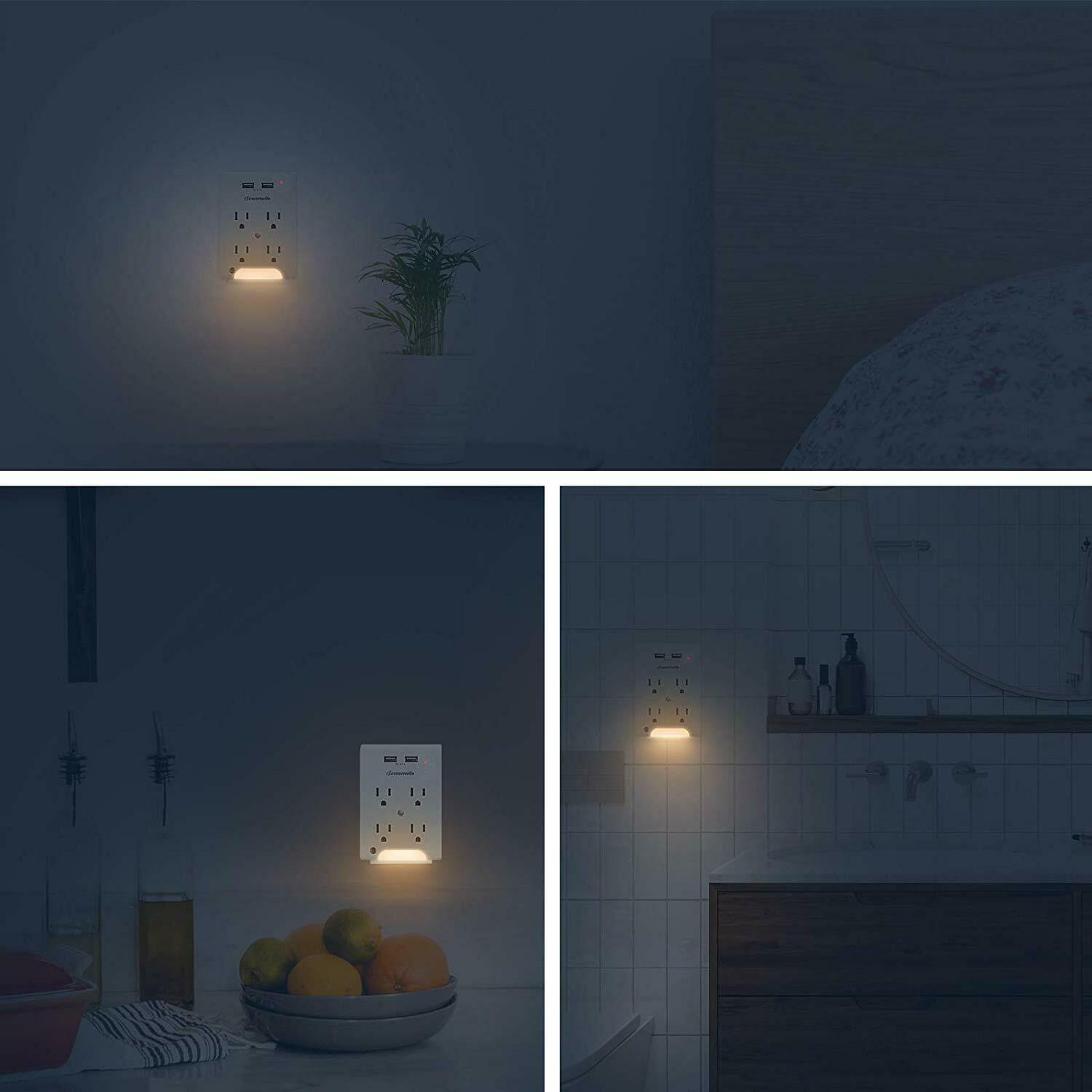 Dewenwils 4-Outlet Wall Adapter with USB and Night Light photo 6