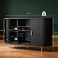 thumbnail image 3 of 55" Wine Bar Cabinet with Storage, Fluted Liquor & Coffee Bar Cabinet with Wine Rack and Glass Holder, Buffet Sideboard with LED Lights for Home Kitchen Living Dining Room (Black), 3 of 7