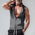 thumbnail image 4 of Mens Hooded Cardigan Zip Sweatshirt Sleeveless Casual Vest Sports Jacket Men, 4 of 8