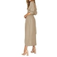 thumbnail image 2 of ZAXARRA Robe Midi d'Été pour Femmes Couleur Unie Col Carré Manches Lanterne Taille Haute Robe Décontractée Robe de Plage Vacances, 2 of 6