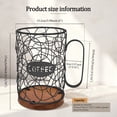 thumbnail image 2 of Coffee Pod Holder with Wooden Base, Black Iron K Cup Holder, Metal Wire Basket K Cup Organizer with Handle for Counter for Kitchen, Coffee Bar, 2 of 11