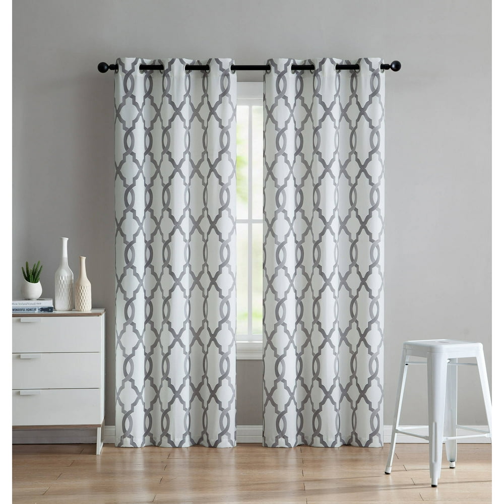 VCNY Home Caldwell Quatrefoil Printed Grommet Top Window Curtain Panel