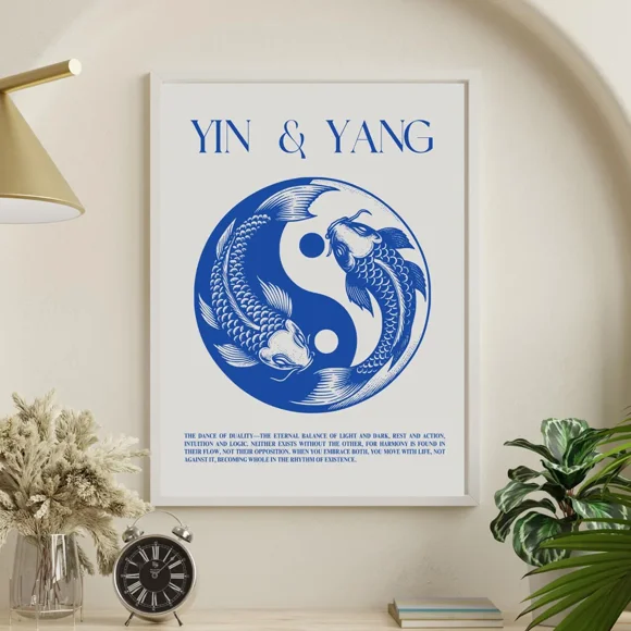 Koi Fish Yin Yang Feng Shui Canvas Print - Wall Art Poster for Bedroom Study Studio Living Room Home Decor50 x 70 cm, unframed,09