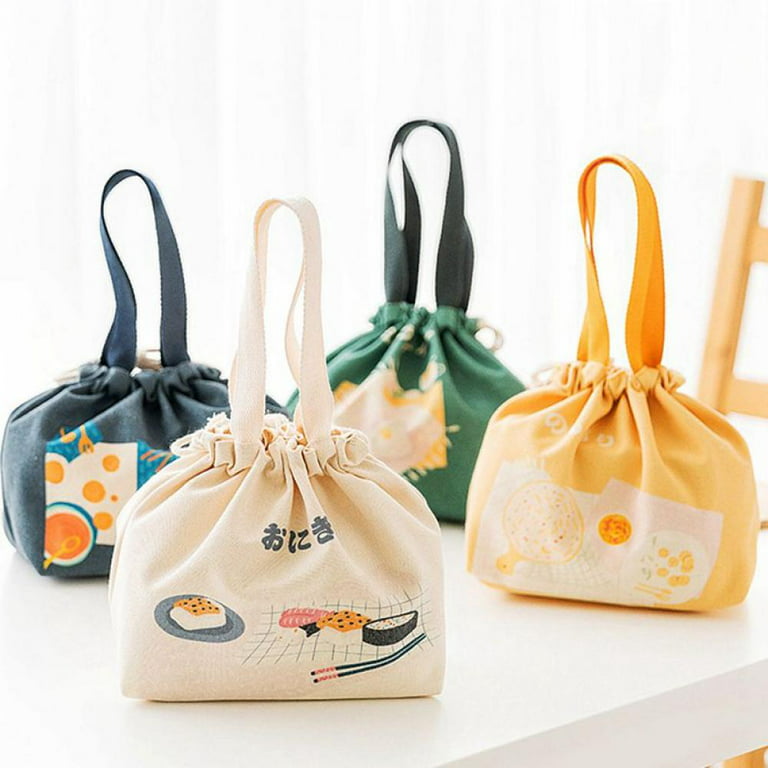 Japanese Style Lunch Box Bag Drawstring Lunch Bag Bento Tote Pouch Portable  Children Storage Box Travel Tableware Storage Bag