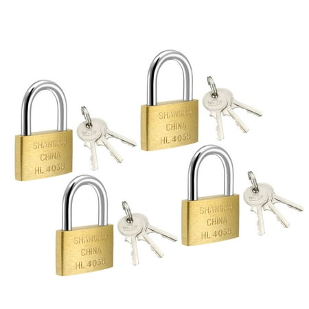 - 4pcs 30mm Body Wide Brass Padlock Brushed Finish Harden Shackle, Keyed Alike