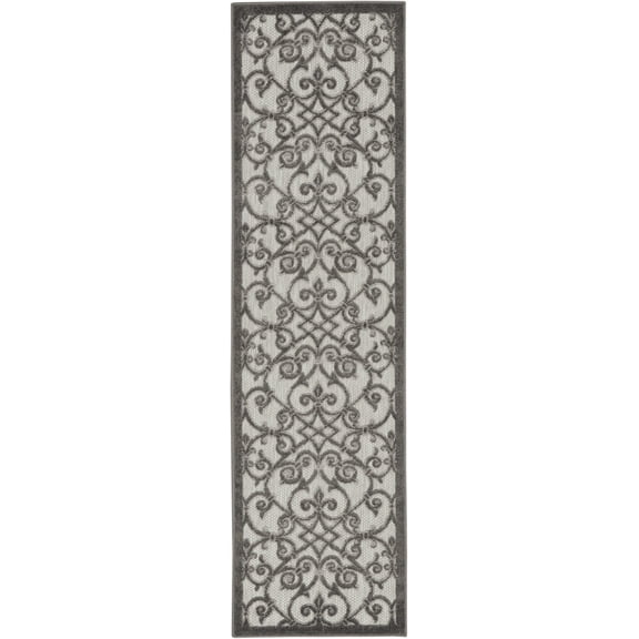 2â€™ x 8â€™ Gray and Charcoal Indoor Outdoor Runner Rug