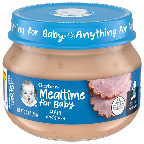 Gerber 2nd Foods Mealtime for Baby Baby Food, Ham and Gravy, 2.5 oz Jar