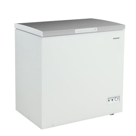 Frigidaire 7.0 CU FT Chest Freezer, Garage Ready, Stainless Steel Lid, White