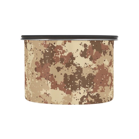Brown Pixel Camouflage Airtight Coffee Bean Canister 500 ml Food Storage Containers with Lids For Gournd, Tea, Sugar, Flour, Rice, Cereal, Candy Cookie Jar