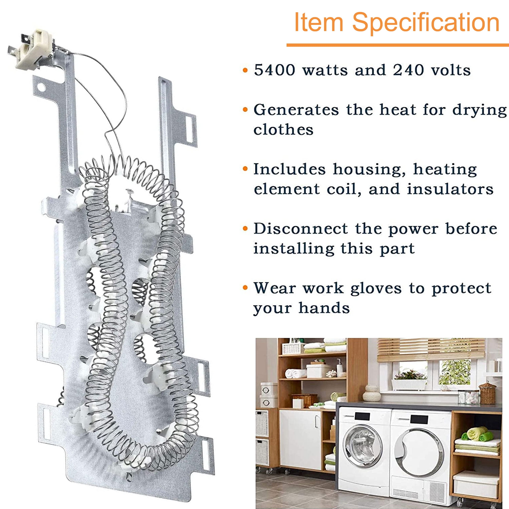 Beaquicy Dryer Heating Element & Thermal Cut-Off Kit for Whirlpool Dryers