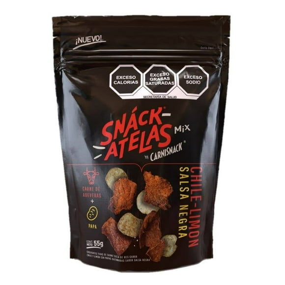 Mezcla de carne seca y papas Snackatelas salsa negra 55 g
