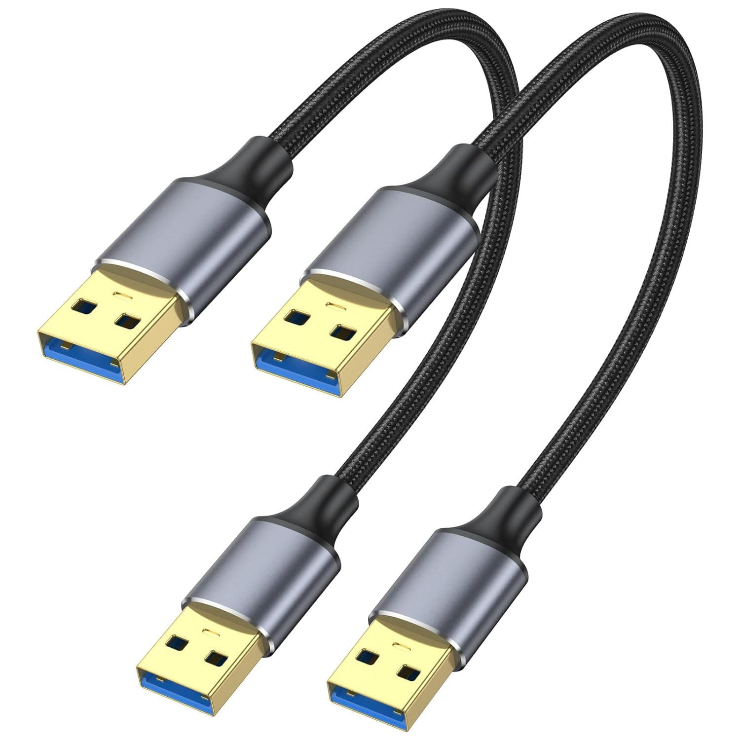 ApoJodly USB to USB Cable 1FT 2-Pack, USB 3.0 Cord USB A Male to Male Cable Double Sided USB Cord Compatible with Hard