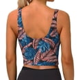 thumbnail image 3 of Haiem Tropical Leaves Pattern Womens Sports Bra - U Neck Padded Low Impact Yoga Bra Workout Crop Top Gym Moisture-Wicking Workout Vest -Large, 3 of 9