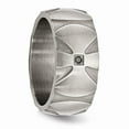 thumbnail image 5 of Solid Stainless Steel Matte / Vintage Antiqued Diamond Wedding Band Ring Size 11.5 (.06 cttw.), 5 of 8