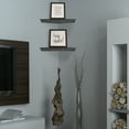 thumbnail image 3 of American Art Decor Rustic Wood Floating Corner Shelves - Black - Set of 2, 3 of 5