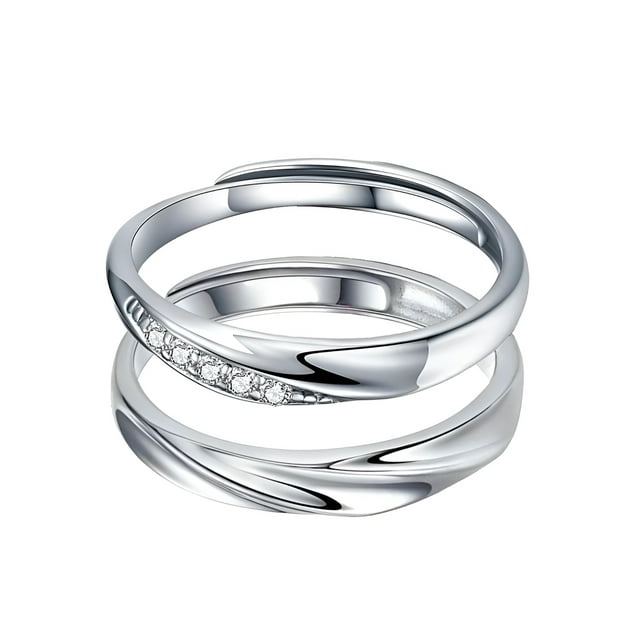 2 Anillos Duo Promesa Plata Fina 925 Amor Parejas 14 Febrero