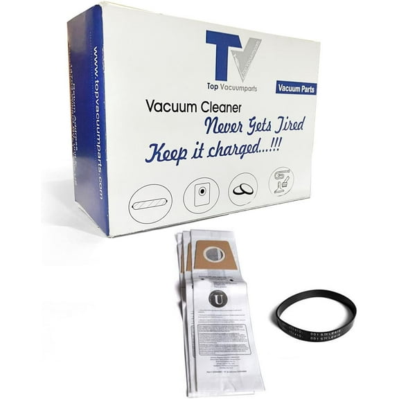 Replacement Part For Dirt Devil Upright Vacuum Type U, 3PK Paper Bags With Style 4/5 Flat Belt