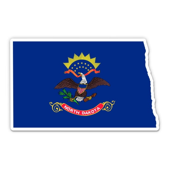 North Dakota State Shape Flag - 3" Vinyl Sticker - For Car Laptop Water Bottle Phone - Waterproof Decal