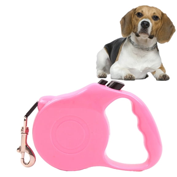 HEMOTON Retractable Dog Leash for Pet Walking in Pink with Ergonomic Design and Lock Button 3 Meters