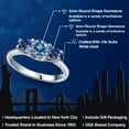 thumbnail image 2 of Gem Stone King 14K White Gold Persian Blue Moissanite & Blue Created Sapphire 3-Stone Engagement Ring | 1.00 Cttw | Round 5MM and 4MM | Three Stone Wedding Anniversary Promise Ring for Women (Size 8), 2 of 6