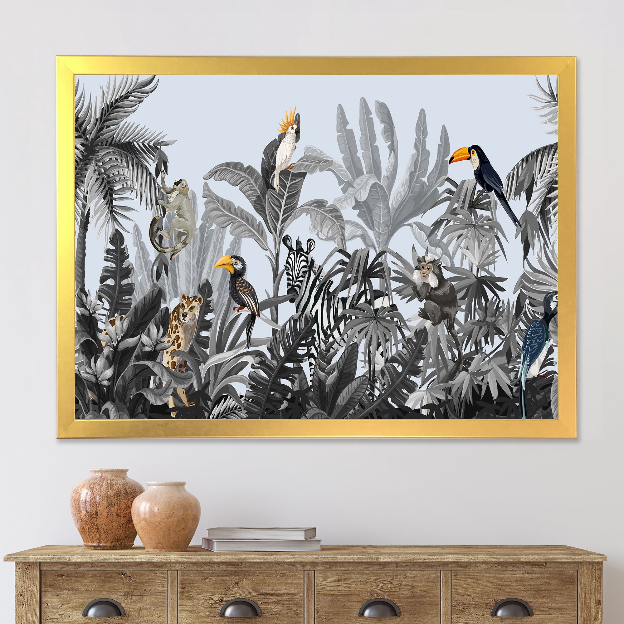 Designart 'Birds and Peonies With Chinoiserie VIII' Farmhouse Framed Art Print