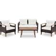 thumbnail image 5 of Outdoor Patio Furniture: 4 Pe , Wood Table & Legs, Beige, Comfortable Pillows, Adjustable Feet, Cover Included Garden Seating: , Table, Beige Materials,, 5 of 7