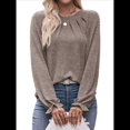 thumbnail image 2 of Camisas de Larga para Mujer, Moda Otoño 2025, Blusas Elegantes e Informales, Blusas Tipo Túnica Plisadas con Cuello Redondo. Caqui XL, 2 of 10