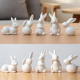 thumbnail image 2 of B Pattern Figuritas de cerámica de conejo en miniatura de animales de Pascua blanco puro, decoración del hogar, regalo de China, estatua moderna, adorno de escritorio, 2 of 5