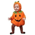 thumbnail image 4 of KAUOD Toddler Fleece Set Halloween Pumpkin Devil Graphic Hooded Romper Pants Outfits Baby Boys Zip up Fuzzy Bodysuit Clothes, 4 of 8