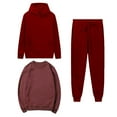 thumbnail image 1 of Timegard Ensemble de Survêtement 3 Pcs pour Femmes, Haut à Manches Longues à Col Ras du Cou et Chandails à Capuchon, Chandail à Enfiler et Joggers, Tenues d'Automne Confortables, 1 of 5