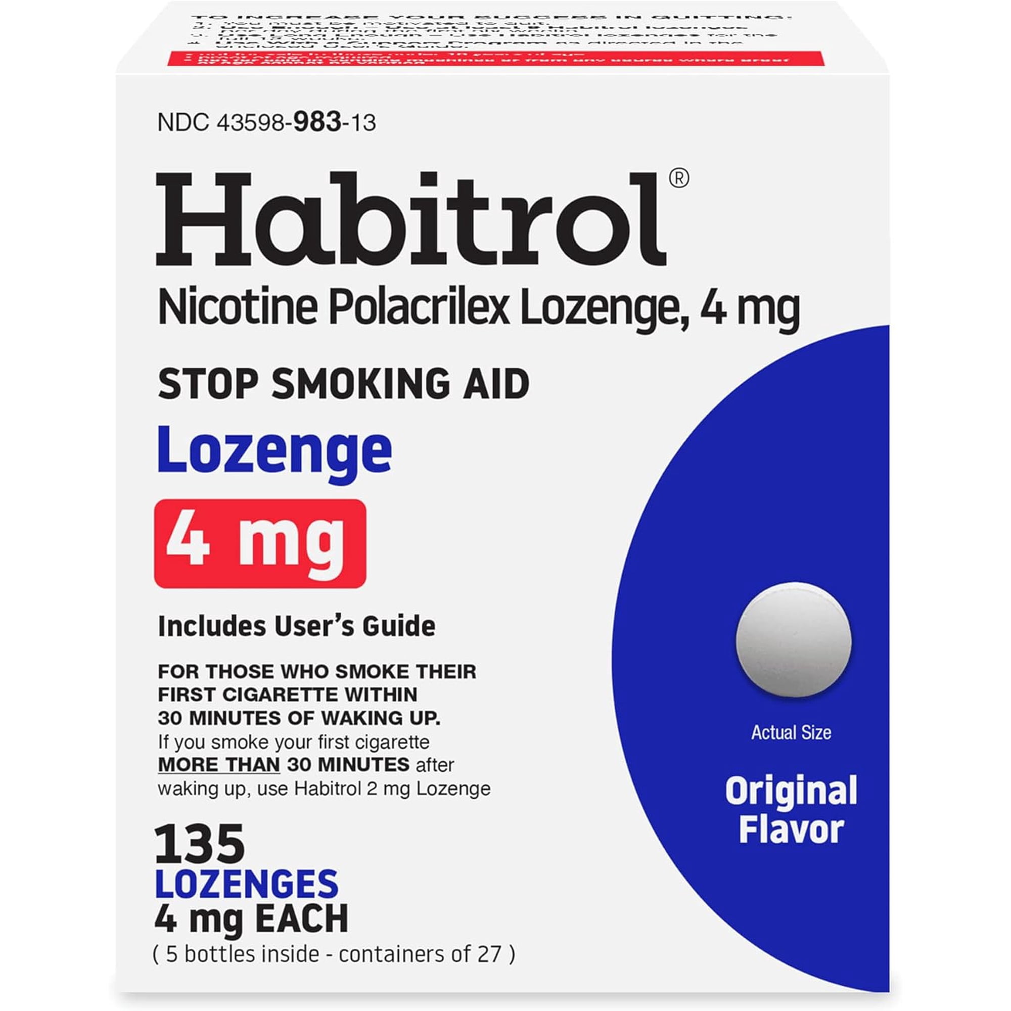 Habitrol Nicotine Polacrilex Lozenge 4mg, Original Flavor, 135 Count