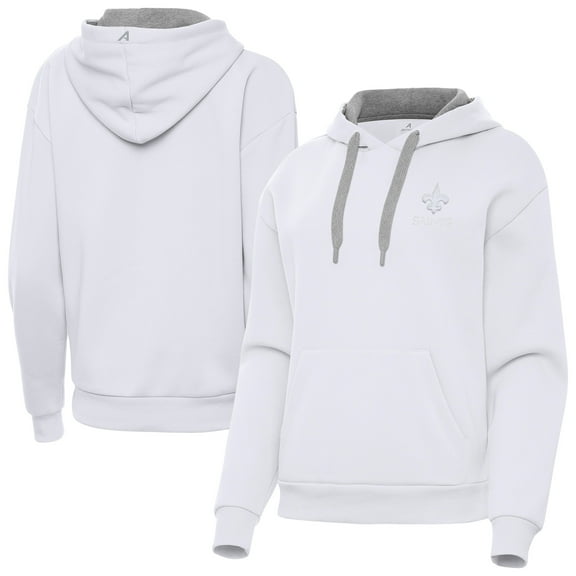 Women's Antigua White New Orleans Saints Victory Pullover Hoodie
