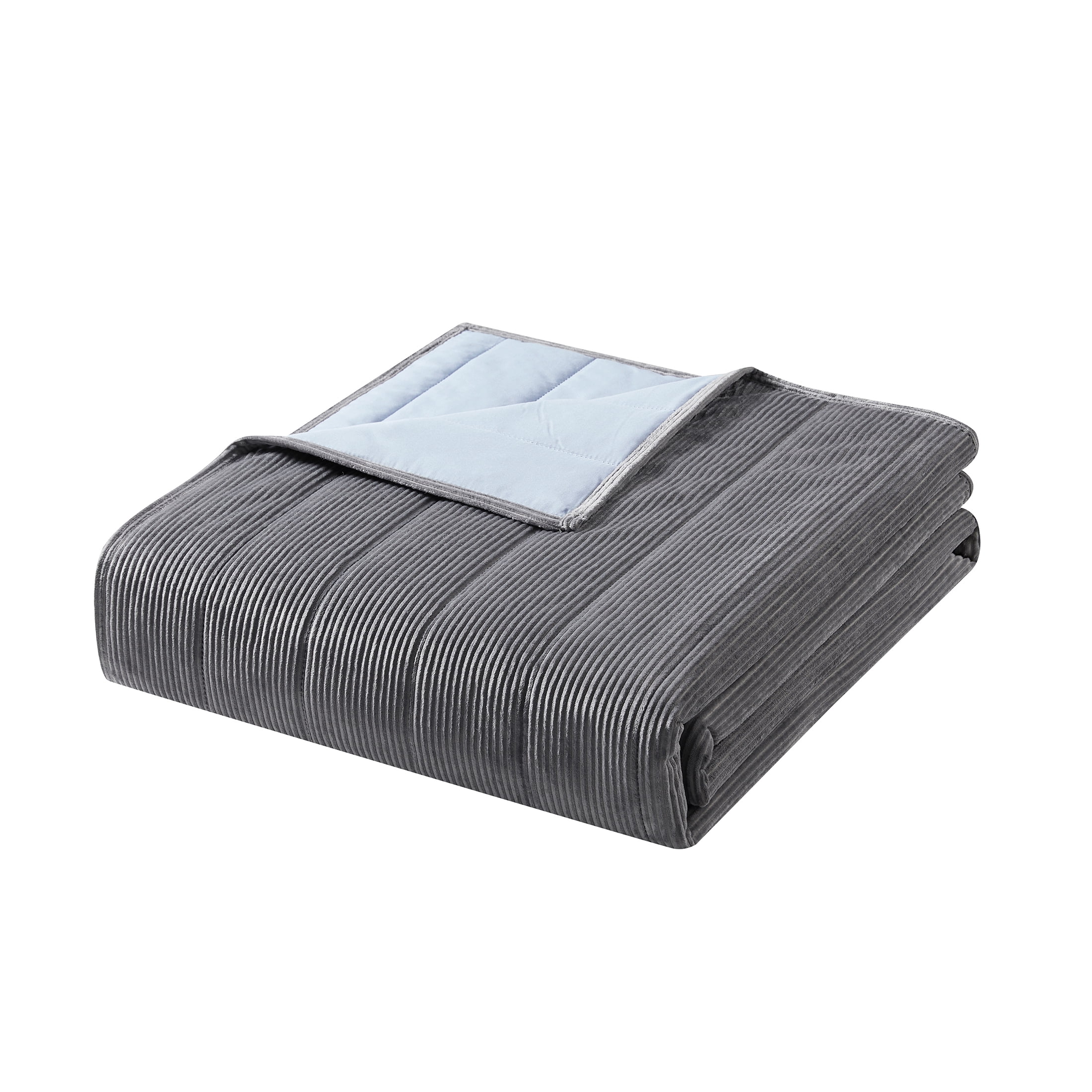 Mainstays Full/Queen Quilt - Light Grey Corduroy, Reversible Bedding