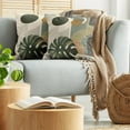 thumbnail image 5 of Ambesonne Monstera Throw Pillow Cover 2 Pack, Boho Abstract Mid Century, 18", Beige Evergreen and Sepia, 5 of 7