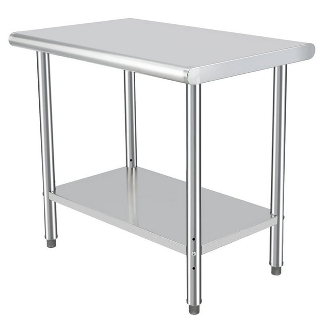 Table en Acier Inoxydable Table de Préparation Commerciale avec Dosseret, Table de Travail Robuste avec Tablette Inférieure Réglable pour Restaurant, Maison et Hôtel